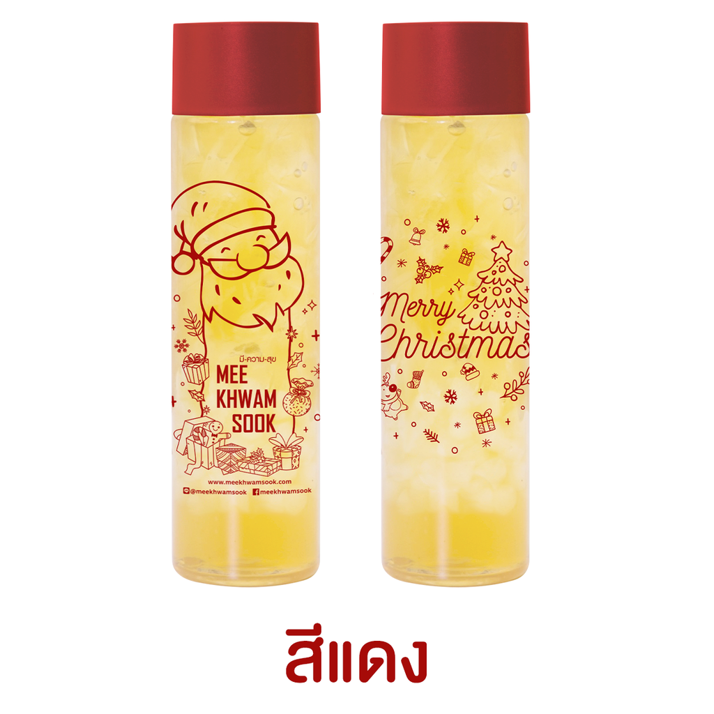 (ส่ง KEX) บรรจุภัณฑ์กระบอกลิขสิทธิ์พร้อมสกรีนและฟอยล์ Christmas Red (400 มล.)+ หลอดไข่มุก